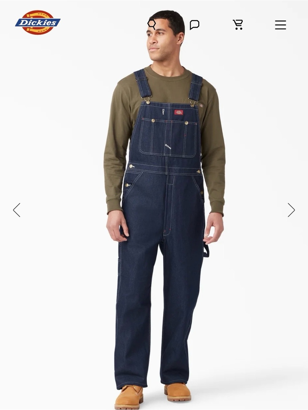Dickies Men's Navy Denim Relaxed Bib Overalls